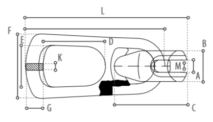 Kugelkopf Betonhaken technische Zeichnung